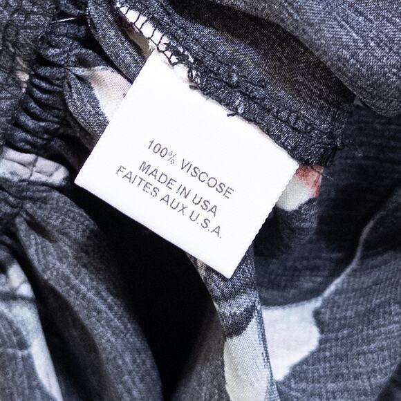 Misa Cecil Ruffle Flutter Sleeve Smocked Tiered Floral Dress Black Rose Small - Picture 10 of 15